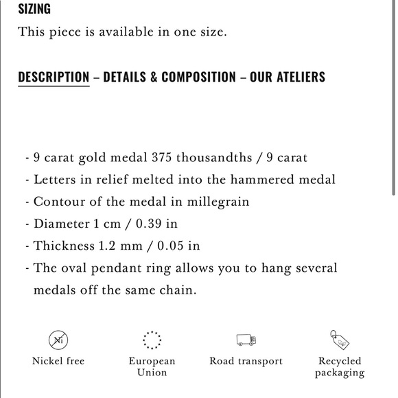 Sézane 9-Carat Gold Sara Pendant || “K” - Picture 2 of 10